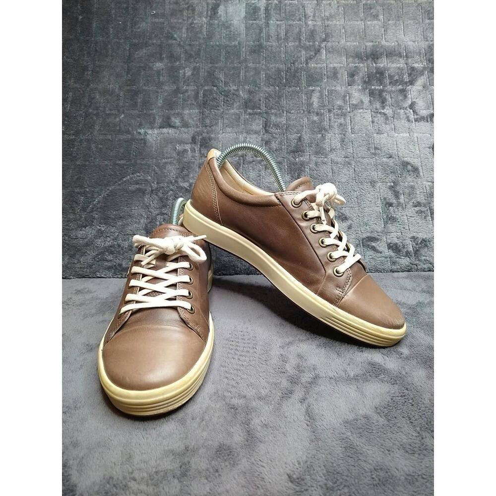 ECCO Woman's 7 Soft 7 Brown Weathered Leather Low Top Lace Up Sneakers Shoes
